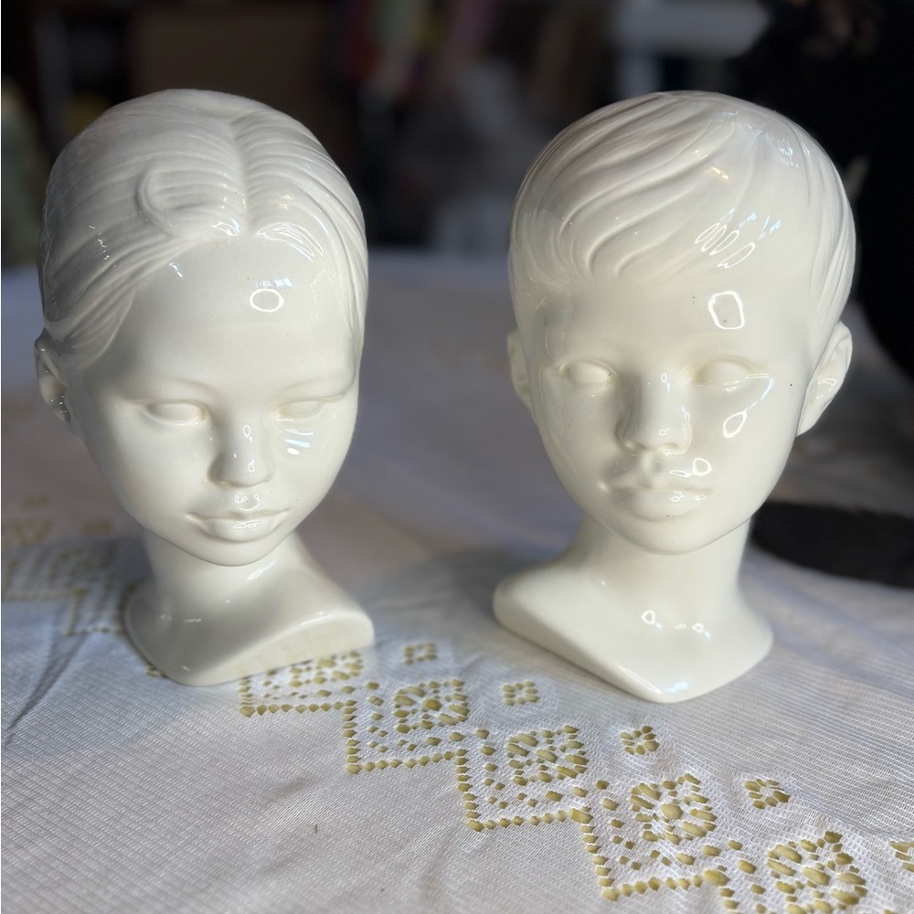 Vintage White Ceramic Busts